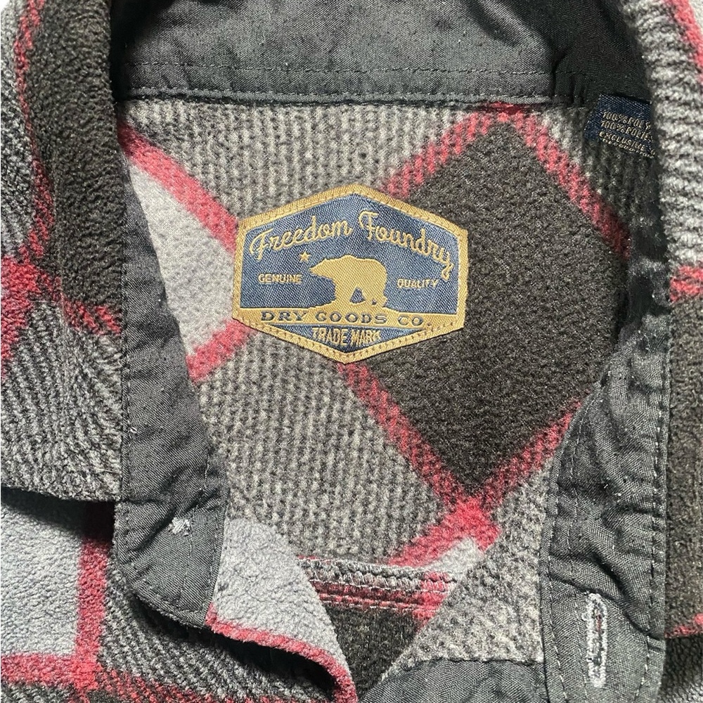 Freedom Foundry Kids Plaid Jean Jacket - Gray and Red